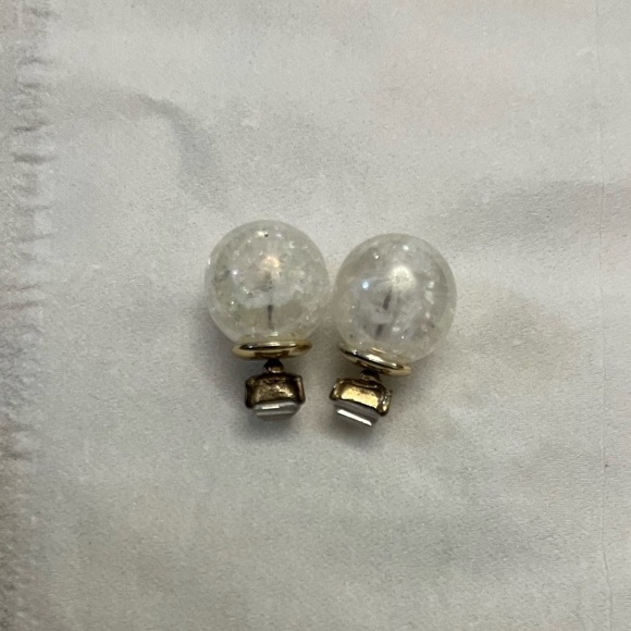 Fake diamond earrings with crystal ball backing - Picture 2 of 3